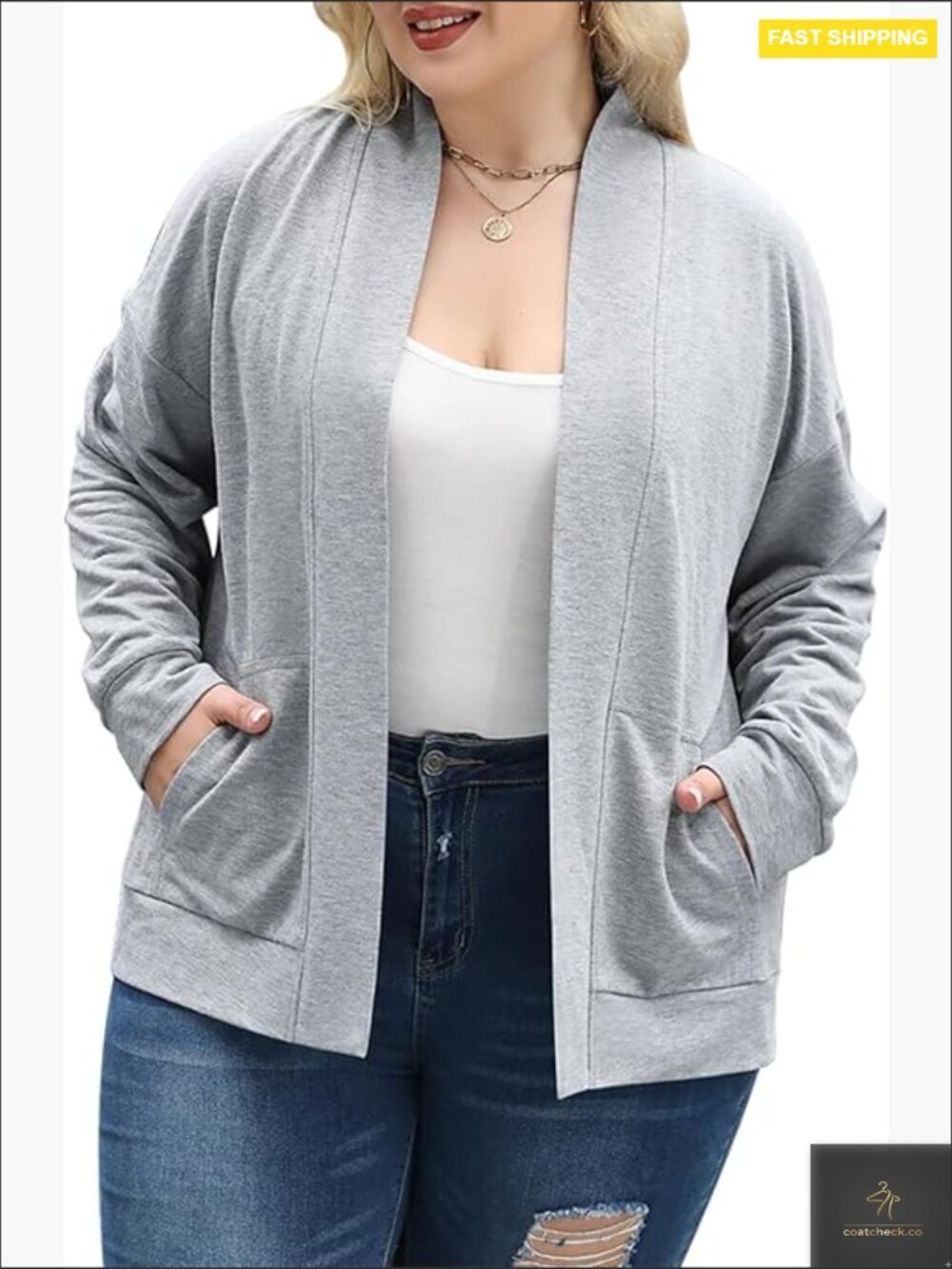 Open Front Long Sleeve Cardigan Lightweight Oversized Sweatshirt Jacket with